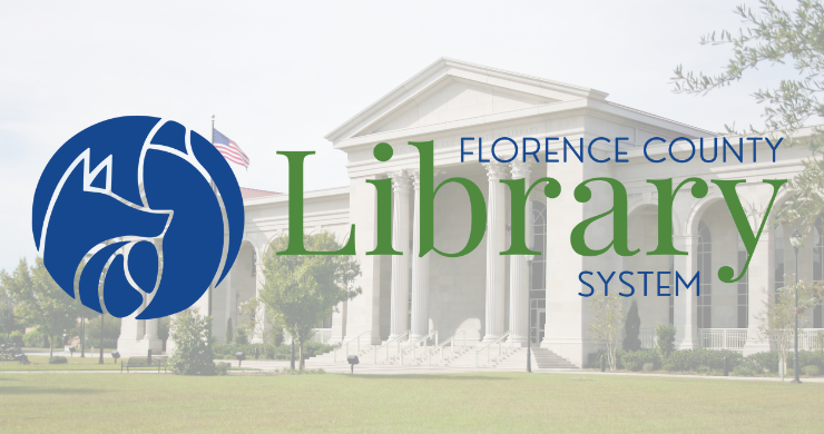 Florence County Library System logo over an image of the library building