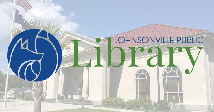 Johnsonville header image showing the library logo on an image of the Johnsonville Public Library building