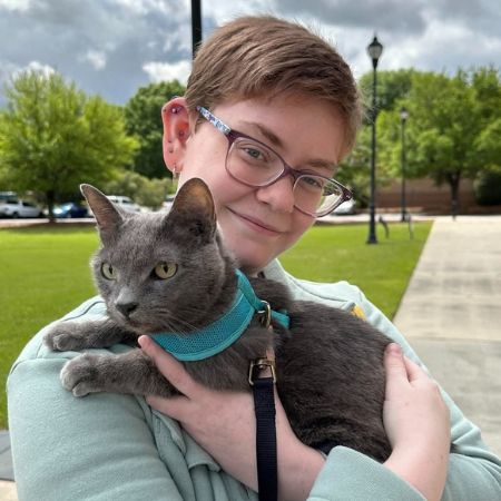 Photo of Kathleen with her cat
