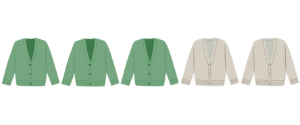 Rating System showing 3 out 5 cardigans colored in