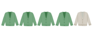 Rating System showing 4 out 5 cardigans colored in