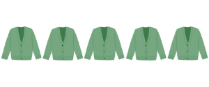 Rating System showing 5 out 5 cardigans colored in