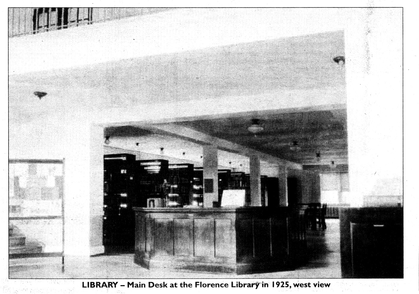 Circulation desk at the library in 1925