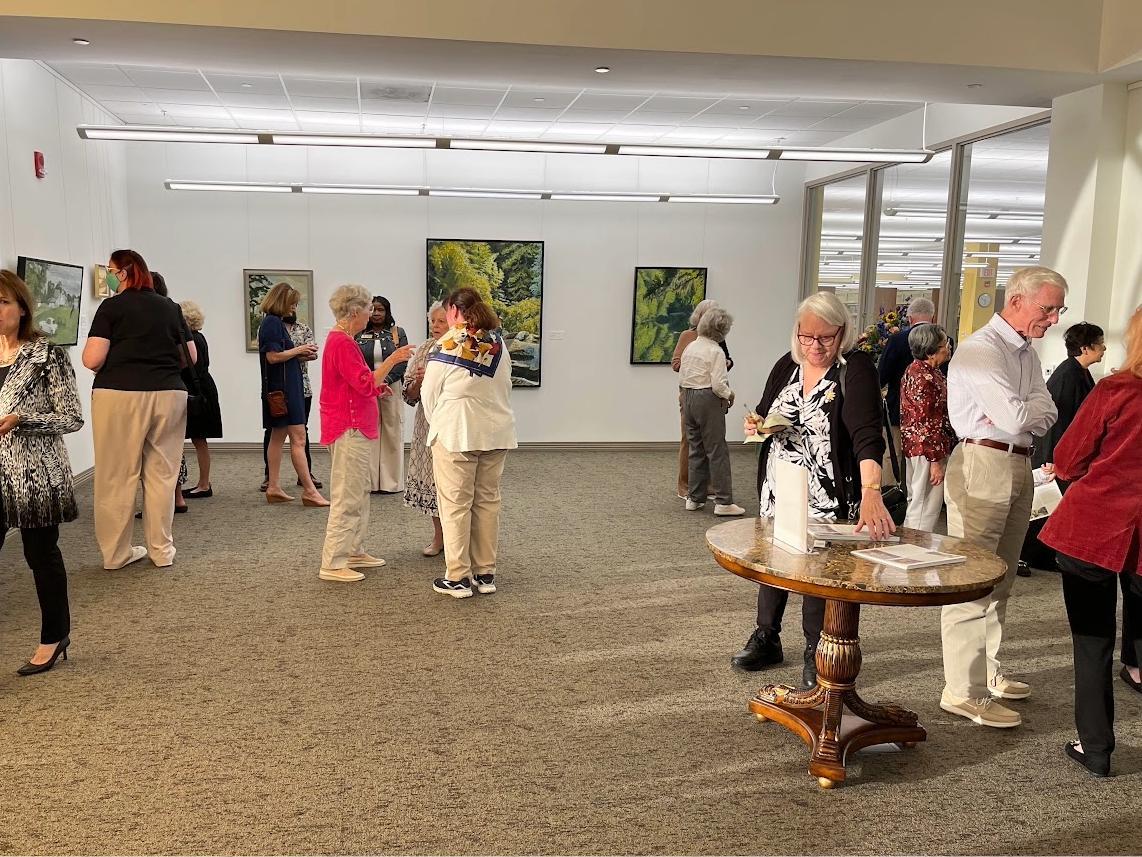 Gallery patrons at exhibit opening of Nikolai Oskolkov