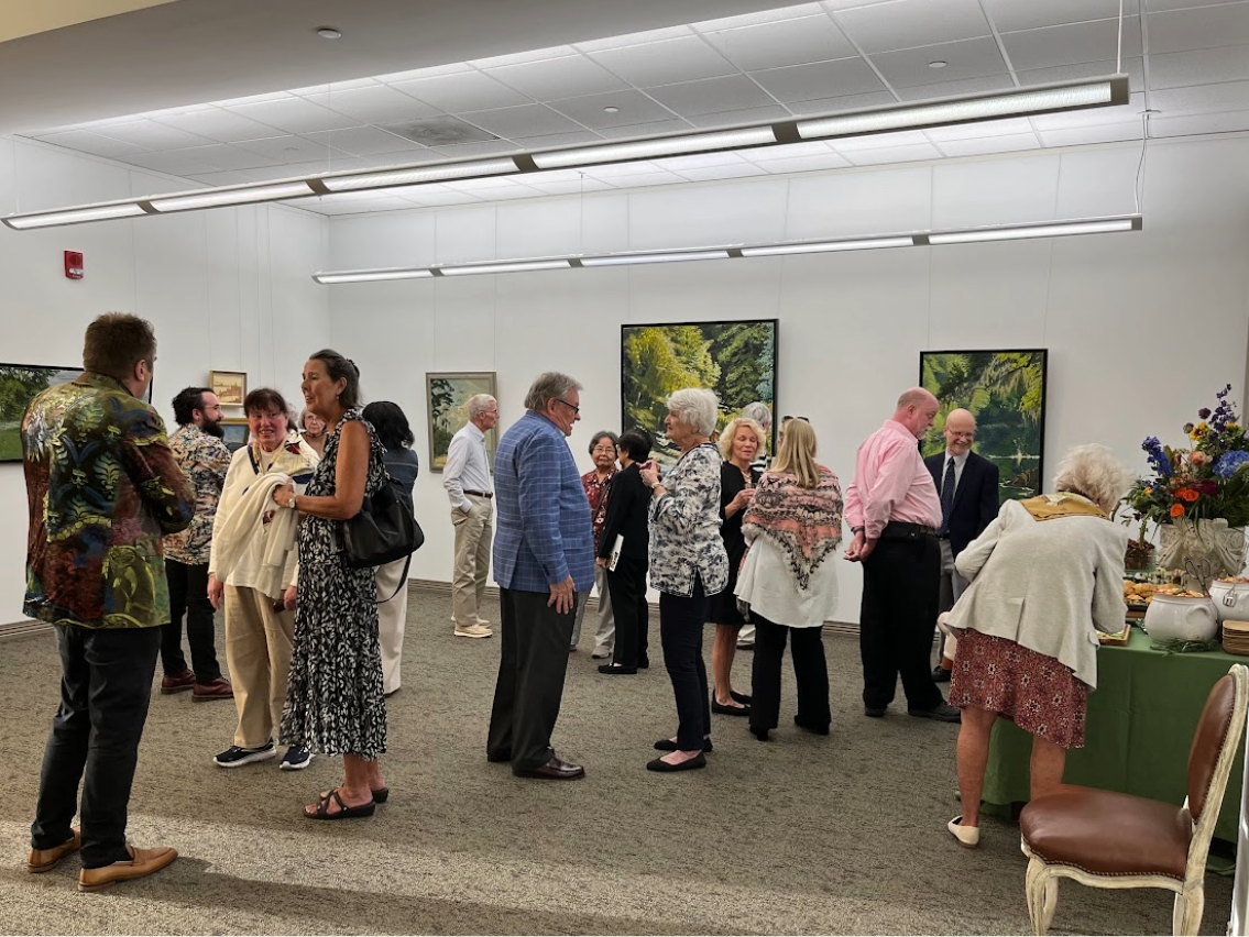 Gallery patrons at exhibit opening of Nikolai Oskolkov