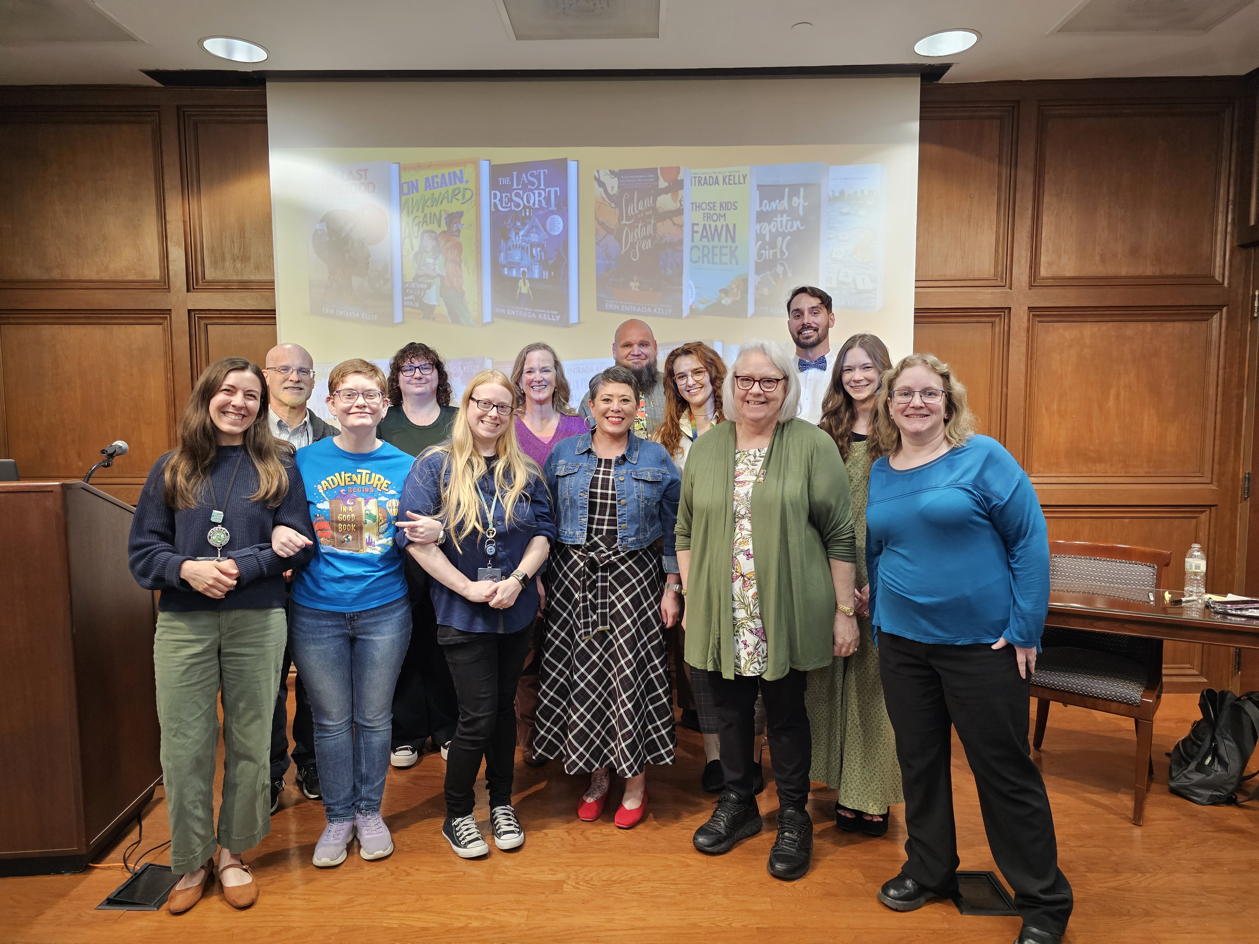 Group shot of staff with Erin Entrada