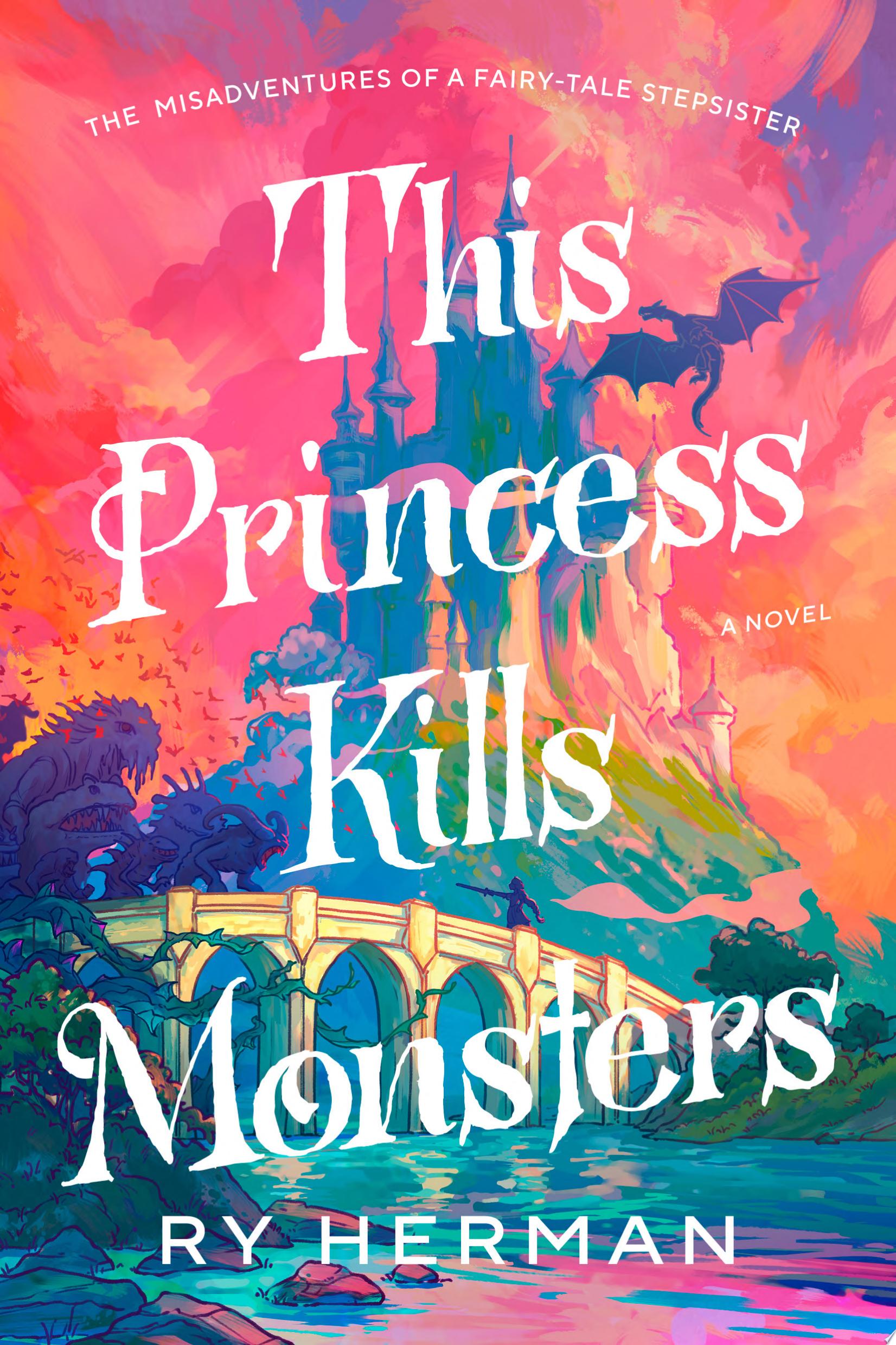 Image for "This Princess Kills Monsters" - a pastel-colored castle with a dragon flying above it.