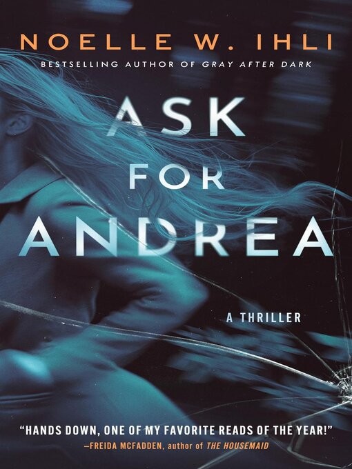 Book cover image for "Ask for Andrea." A young girl runs off the edge of the book cover. Everything is in a shade of blue.