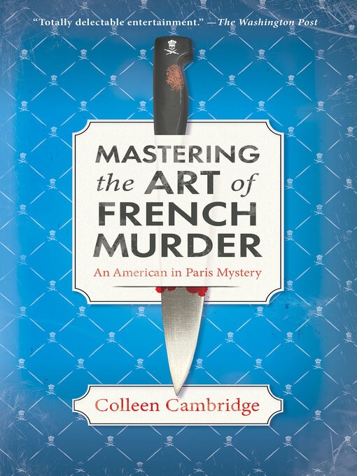 The title of the book stabbed through with a kitchen knife