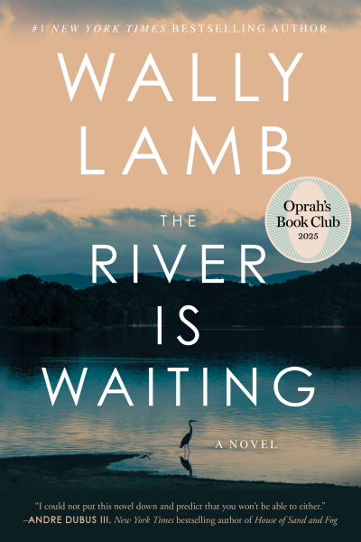 Book cover for the River is Waiting showing a heron standing in a river