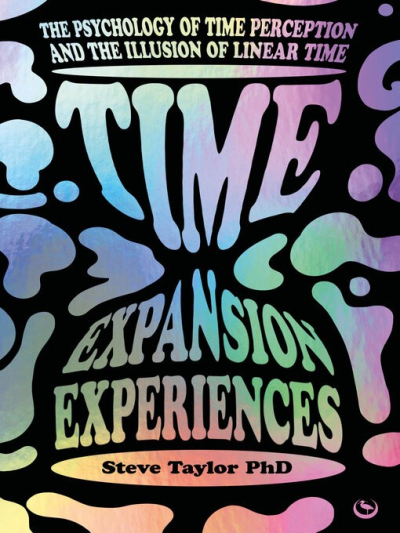 Time Expansion Experiences written in psychedelic looking font shaped in an hourglass