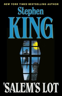 Book cover showing two people peering into a coffin shaped window