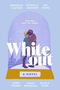 Book Cover for Whiteout showing two people embracing in a snow globe