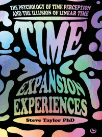 Time Expansion Experiences written in psychedelic looking font shaped in an hourglass