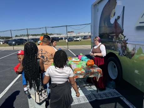Kids lined up for truck or treat event