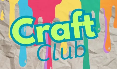 Craft club logo over colorful paint splatters