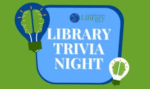Library Trivia Night with artistic lightbulbs showing brains inside