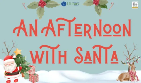 An afternoon with santa on a snowy background with santa