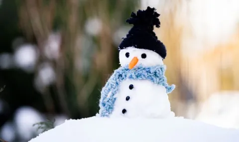 A little snowman in snow