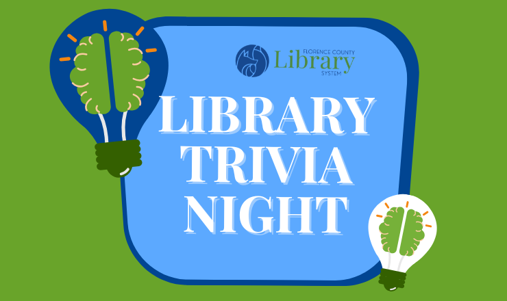 Library Trivia Night with artistic lightbulbs showing brains inside