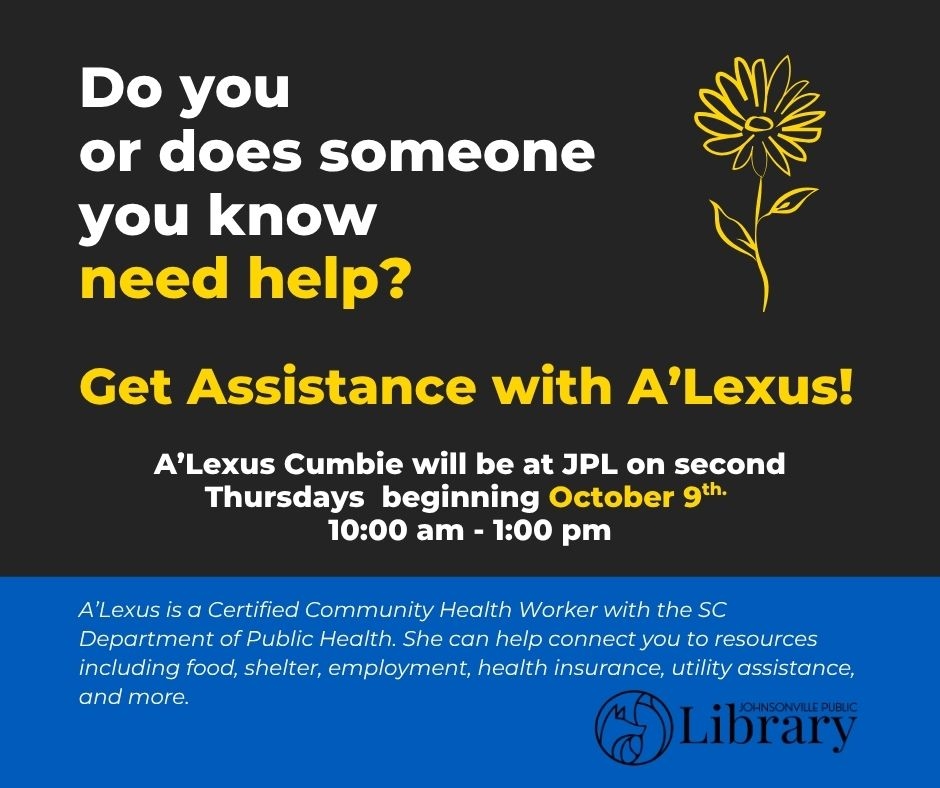Flower and information about community assistance.