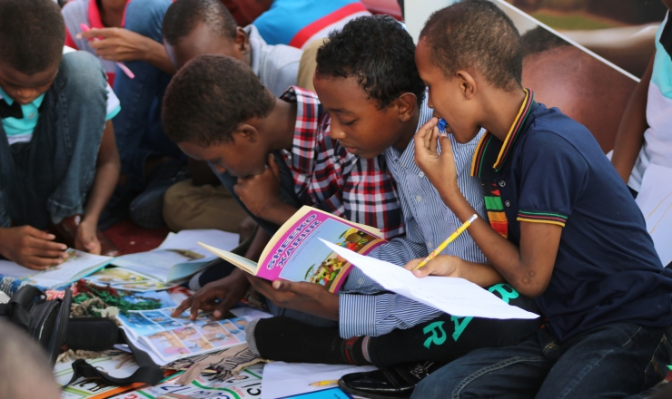 Children reading at storytime